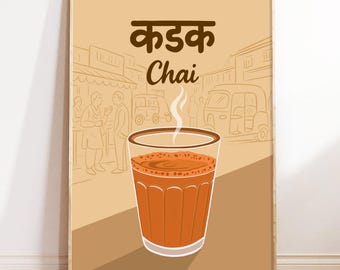 Kadak Chai Kitchen Art Print: South Asian Decor (Digital Download)