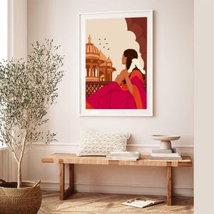 Traditional Indian Woman Art, Gajra Art, Tamil Girl Wall Art, Desi Brown Girl Art, Indian Art Print, South Asian Art Digital Download image 8