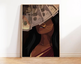 Desi Woman Art Print, Rich Tamil Girl, South Asian Wall Decor (Digital Download)
