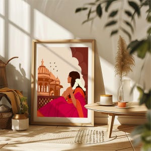 Traditional Indian Woman Art, Gajra Art, Tamil Girl Wall Art, Desi Brown Girl Art, Indian Art Print, South Asian Art Digital Download image 7