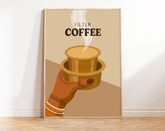 Indian Filter Coffee Print, Desi Kitchen Wall Art, Indian Prints (Digital Download)