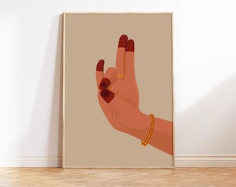Bharatnatyam Mudra Art Prints, Desi Art, South Asian Art, Brown Girl Wall Art, Tamil girl Art, Kuchipudi, Odissi, Kathak, Indian Dancer Art