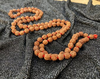 Rudraksha mala necklace 8-9 mm 108 prayer beads, knotted rudraksha necklace, india shiva mala, yoga meditation rosary, buddhist tibetan mala