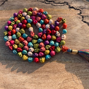 Multi Colour Bone Skull Mala,  Bone Accessories, Rosary Bone SKull Mala, Embrace The Power of Kali, Kapala Prayer Beads Mala, Japa Mala