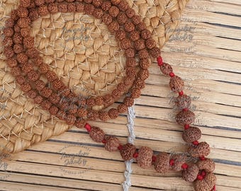 Siddh Mala - 1 bis 14 Mukhi Rudraksha Perlen mit Gauri Shankar und Ganesh Rudraksha, indonesische Perlen, Labor zertifiziert, handgemachter Schmuck