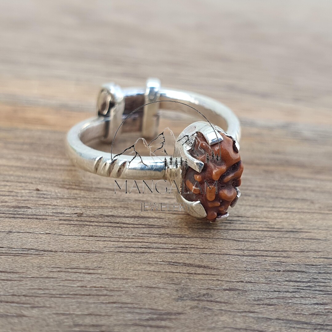 One Mukhi Java Rudraksha Ring, Pure Silver, Spiritual Enlightenment ...