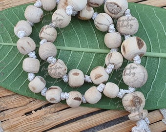 Tulsi Mala Kette | 27+1 Perlen Gebetskette | abnehmende Perlengröße | rustikale Holz Basilikum Halskette | Krishna-Samen-Mala