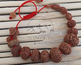 Pulsera Siddh - 1 a 14 cuentas mukhi rudraksha con gauri shankar y ganesh rudraksha, laboratorio de cuentas indonesias certificado, joyería hecha a mano