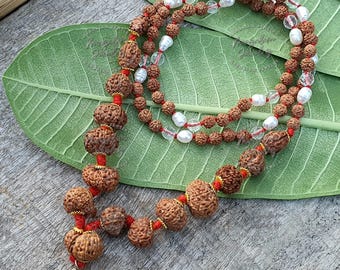 Siddh Mala - 1 bis 14 Mukhi Rudraksha Perlen mit Gauri Shankar und Ganesh Rudraksha, indonesische Perlen, handgefertigter Schmuck Siddha
