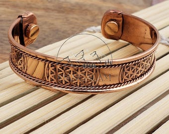 Bracelet Magnétique En Cuivre Martelé - Avec Aimants Intégrés - Bien-être - Neuf France