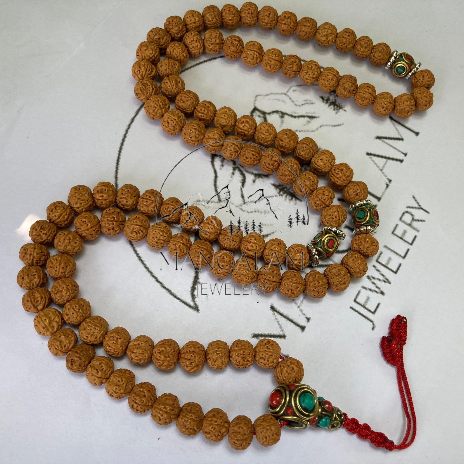 Pathri Rudraksh Very Rare Rudraksha Pathri Mala, Chikna Pathar Mala 10mm, Tibetan Bead ...