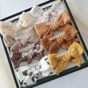 Knotted bows / hair bow / barrette / hair clip baby child headband / double cotton gauze / choice of colors