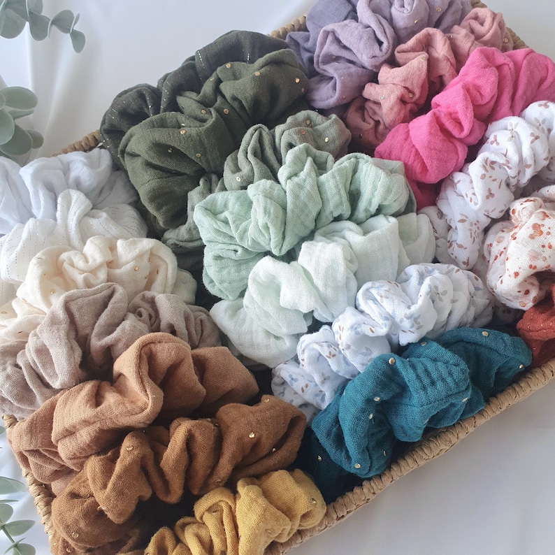 Chouchou nœud foulchie scrunchie double gaze de coton image 8