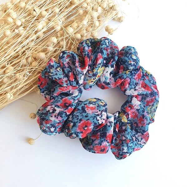 chouchou scrunchie accessoire cheveux fleur