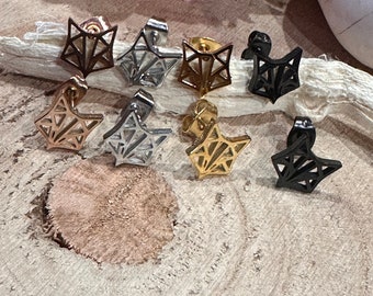 Stylistic fox stud earrings | Ear studs modern fox | black | silver | gold | rose gold
