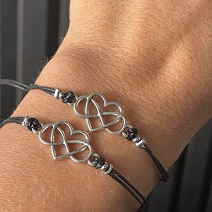 girlfriends bracelet; Mother Daughter Bracelet Silver Heart with Infinity Symbol