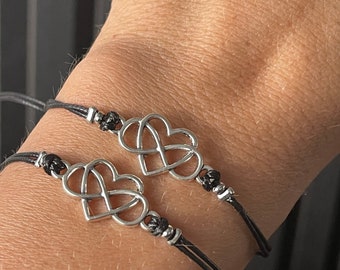 girlfriends bracelet; Mother Daughter Bracelet Silver Heart with Infinity Symbol