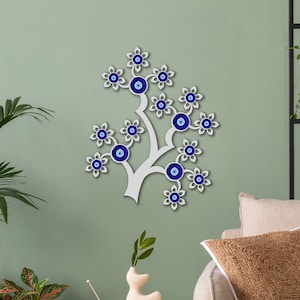 Arte de parede de árvore de metal, arte de parede de metal de mau olhado, decoração de casa, presentes de mau olhado, presentes para nova casa, decoração de mau olhado, decorações de parede