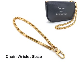 Chain Wristlet strap replacement band for Handbags Pouch pochette accessoires Neverfull felicie bag purse Leather handle bag wristlet