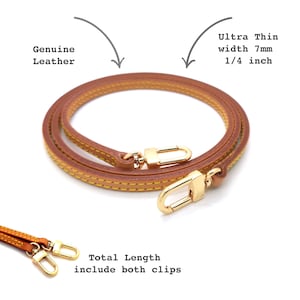 7mm 1/4 Ultra Thin Vachetta Leather Strap Replacement for Pochette Accessoires Handbags Mini Speedy Crossbody strap Favorite Eva Felicie image 2