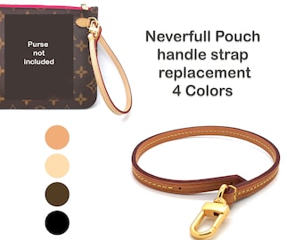 Replacement Wristlet for Neverfull pouch Neverfull pochette - Bag strap- Vachetta leather wristlet strap - Handle strap for Neverfull pouch
