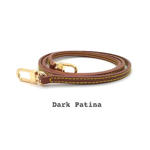 Bracelet de rechange en cuir de vachette ultra fin 7 mm 1/4 po pour accessoires de poche Sacs à main Mini Speedy bandoulière préféré Eva Felicie Dark Patina