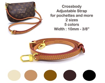 3/8" - 10mm Vachetta crossbody adjustable leather strap replacementfor Patina of Handbags bags pouch pochette accessoires felicie mini pouch