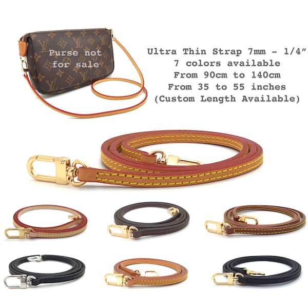 Bracelet de rechange en cuir de vachette ultra fin 7 mm - 1/4 po pour accessoires de poche Sacs à main Mini Speedy bandoulière préféré Eva Felicie