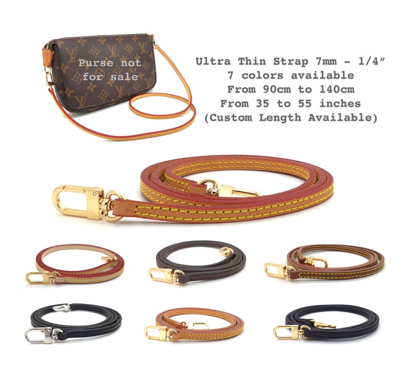 7mm 1/4 Ultra Thin Vachetta Leather Strap Replacement for Pochette Accessoires Handbags Mini Speedy Crossbody strap Favorite Eva Felicie zdjęcie 1