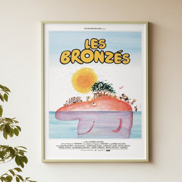 Poster film français culte "les bronzés", bande du Splendid