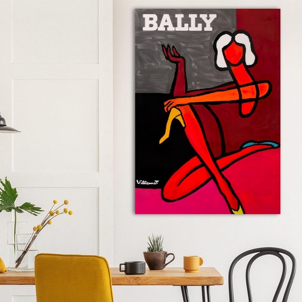 affiche Bally par Villemot, Affiche française retro Bally, collector, affiche vintage, collectionneur vintage français