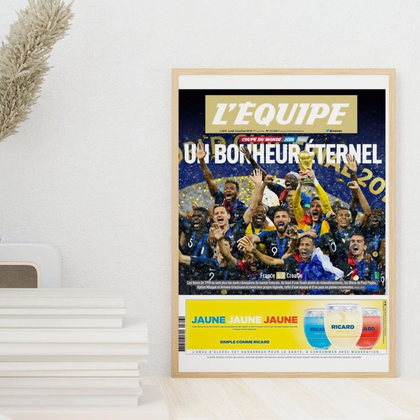 Poster Eins der Mannschaft 15. Juli 2018, Weltmeisterschaft 2018, Frankreich Weltmeister