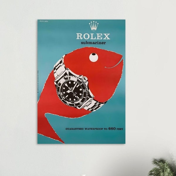 Classic Rolex submariner poster, vintage Rolex poster, retro Rolex poster