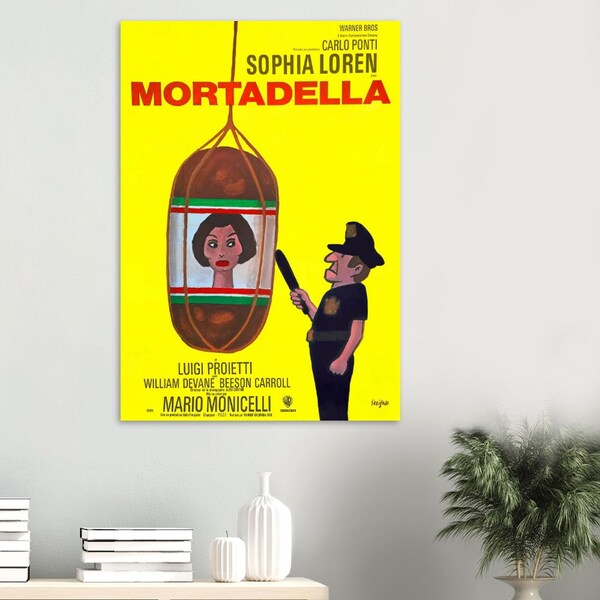 Poster Mortadella avec Sophia Loren par Savignac, film culte italien, poster vintage, fan de film italien, décoration murale italienne