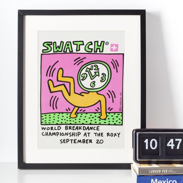 Swatch world breakdance Keith Haring poster, décoration murale design et pop
