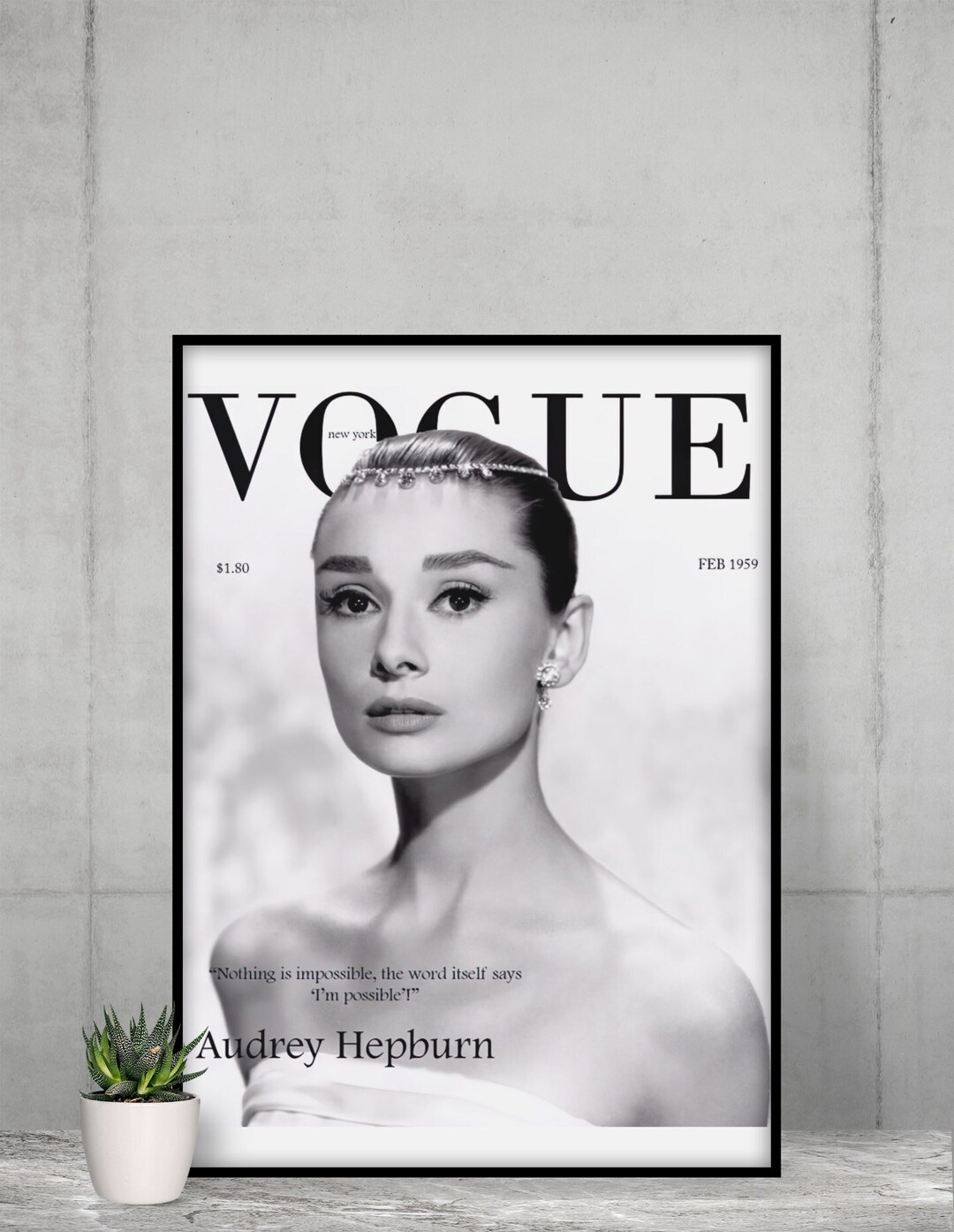 Vogue Cover Premium Poster With Audrey Hepbrun, 1959, Vogue America ...