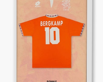 Dennis Bergkamp Holland jersey, photo poster, thermal print, football legends, high resolution, various dimensions, gift