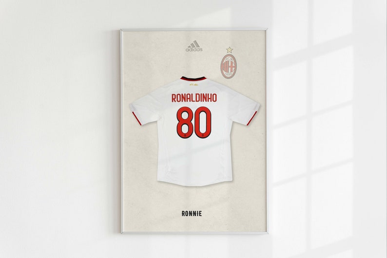 Ronaldinho AC Milan Jersey, Photo Poster, Thermal Print, Football Legends, High Resolution, Various Dimensions, Gift image 3