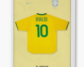 Rivaldo Brasil Jersey, Photo Poster, Thermal Print, Football Legends, High Resolution, Various Dimensions, Gift