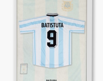 Batistuta Argentina Jersey, Photo Poster, Thermal Print, Football Legends, High Resolution, Various Dimensions, Gift