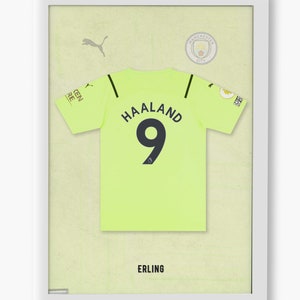 Haaland Manchester Jersey, Photo Poster, Thermal Print, Football Legends, High Resolution, Various Sizes, Gift