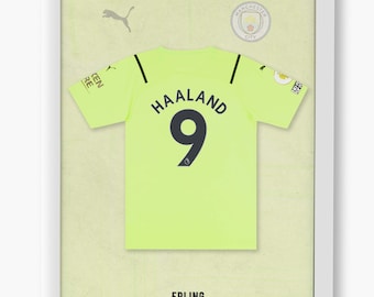 Haaland Manchester Jersey, Photo Poster, Thermal Print, Football Legends, High Resolution, Various Sizes, Gift