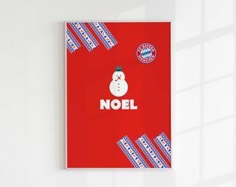 Bayern Munich Noel, Christmas Edition, Photo Poster, Thermal Print, Retro Football, High Resolution, Various Dimensions, Christmas Gift