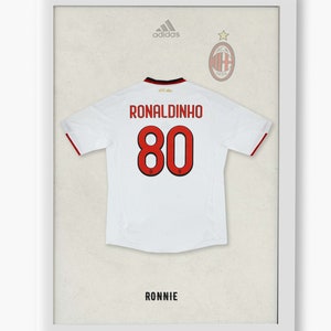 Ronaldinho AC Milan Jersey, Photo Poster, Thermal Print, Football Legends, High Resolution, Various Dimensions, Gift image 1