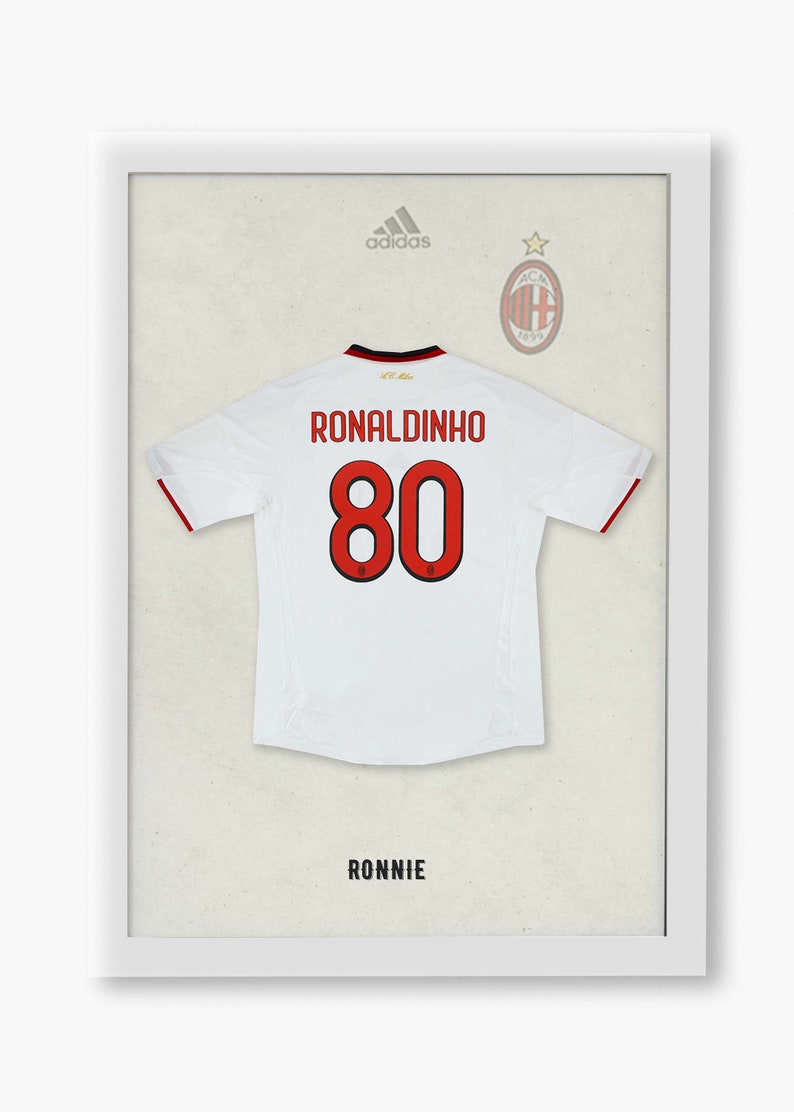 Ronaldinho AC Milan Jersey, Photo Poster, Thermal Print, Football Legends, High Resolution, Various Dimensions, Gift image 1