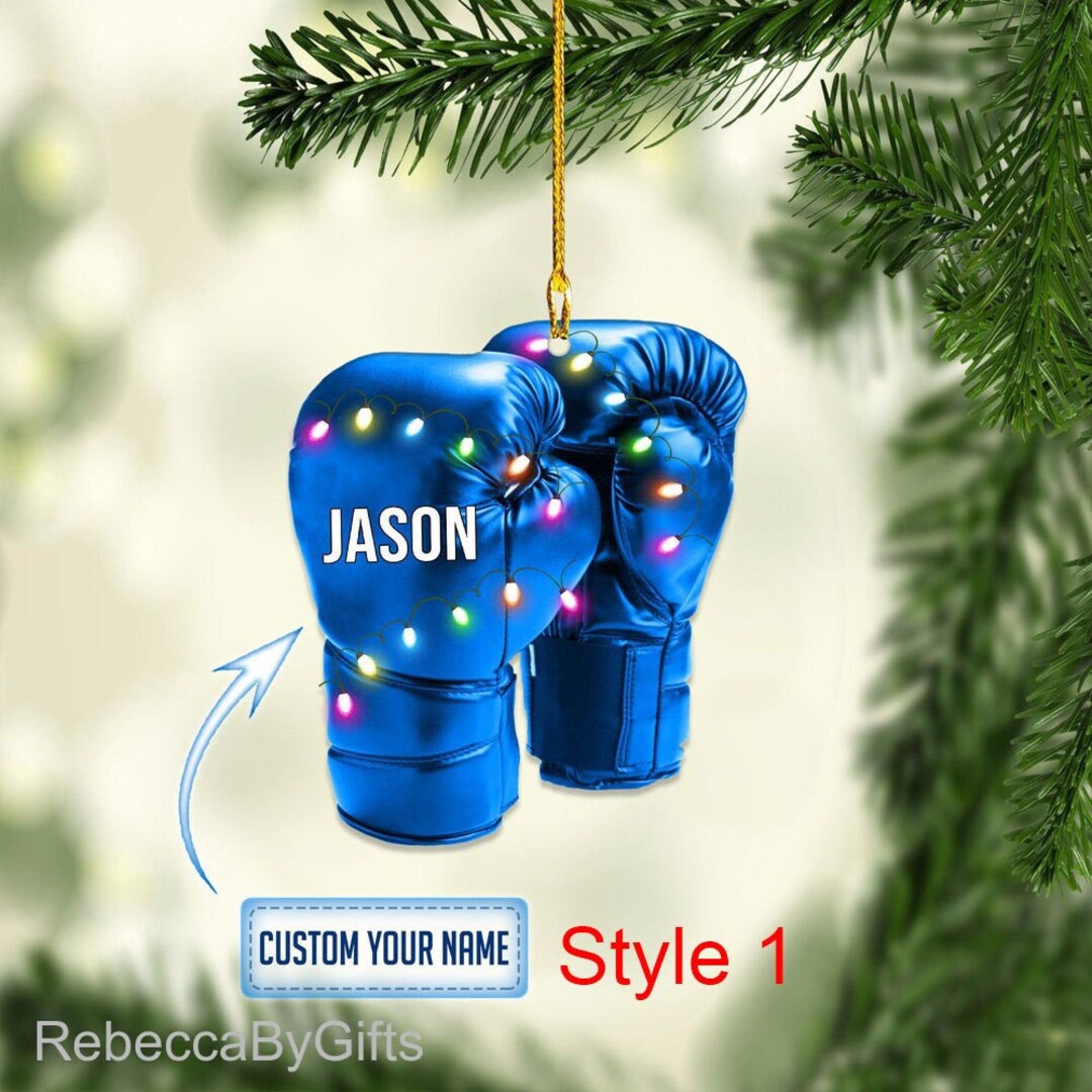 Personalized Boxing Glove Multi Color Christmas Ornaments Etsy