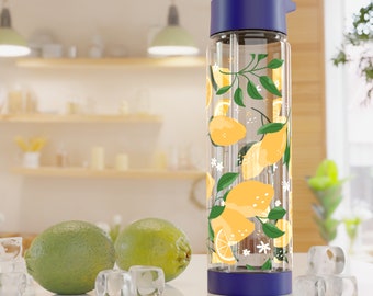 Infuser Wasserflasche, verschenkbar, Zitrone Design, gesund, Früchte, hübsches Design