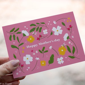 Afdrukbare kaart Happy Mother's Day / Floral Boho-kaartsjabloon / Instant Download PDF / Betaalbaar cadeau / Digitale kunst / Onbeperkt aantal prints