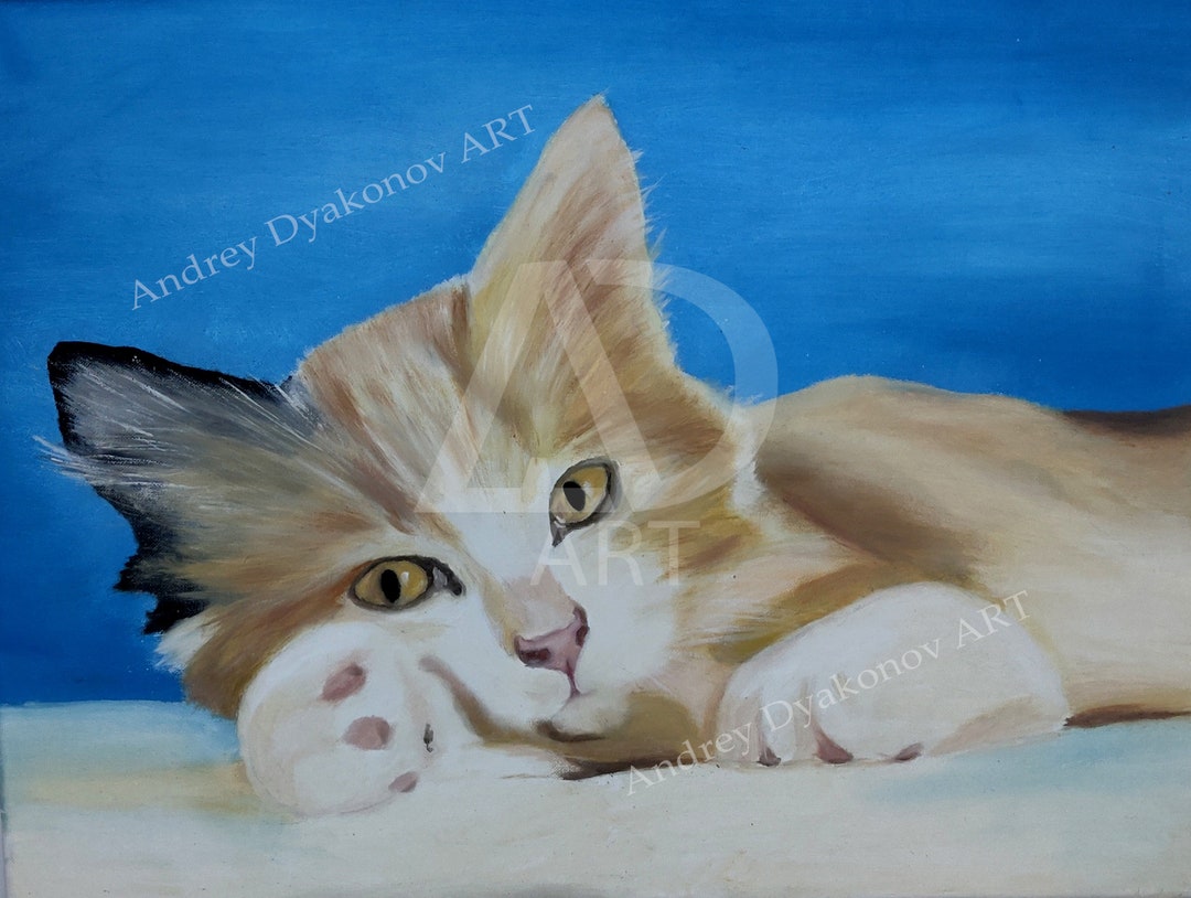 Original Art, Oil Painting on Canvas, Pet Portrait From Photo, Cat ...