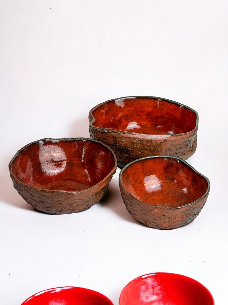 3 Piece Design Deep Dish Plate Set, Handmade Colorful Ceramic Plate Set